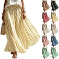 thumbnail image 1 of Ashirexll Maxi Skirts for Women Elegant Plaid Print High Waist Pleated Maxi Skirt Casual Flowy Chiffon Long Skirt Loose Solid Color, 1 of 7