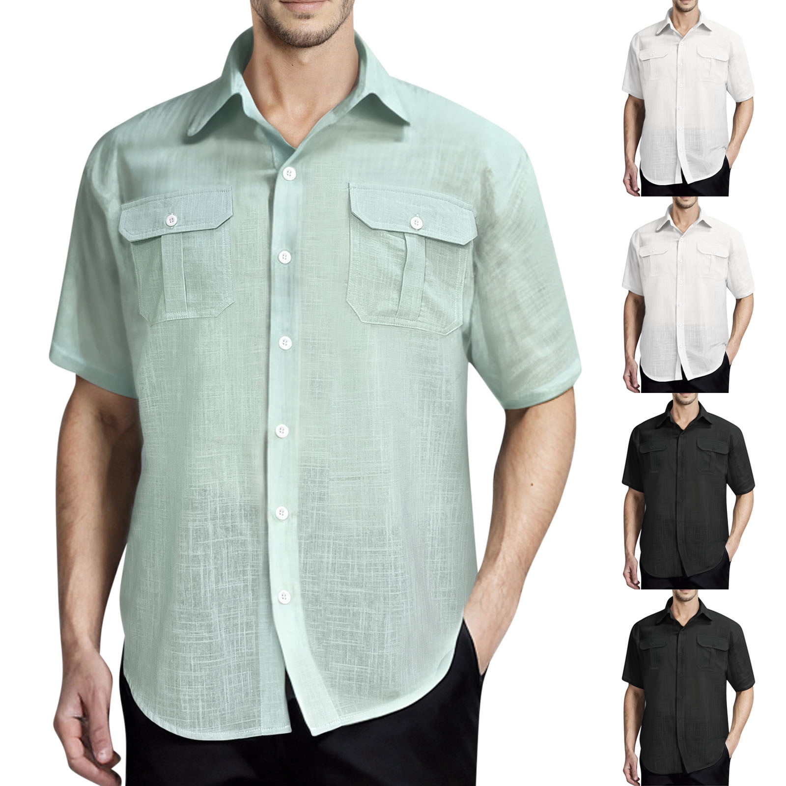 Ashirexll Mens Button up Shirts Short Sleeve, Big and Tall Shirts for ...
