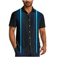 thumbnail image 1 of Ashirexll Mens Button up Shirts Short Sleeve, Big and Tall Shirts for Men, Casual Gradient Color Striped Shirts for Beach Summer Button Up Shirts, 1 of 6