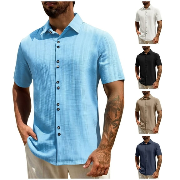 Ashirexll Mens Button up Shirts Short Sleeve, Big and Tall Shirts for Men, Casual Soft and Comfortable Short Sleeve Turndown Collar Button Shirts