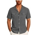 thumbnail image 1 of Ashirexll Mens Button up Shirts Short Sleeve, Big and Tall Shirts for Men, Summer Street Style Fashion Cardigan with Pockets Casual Button up Shirts, 1 of 6