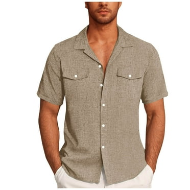 Ashirexll Mens Button up Shirts Short Sleeve, Big and Tall Shirts for Men, Summer Street Style Fashion Cardigan with Pockets Casual Button up Shirts