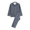 thumbnail image 1 of Ashirexll Mens Pajamas Set, Two Piece Sets, Casual Night Wear Sleepwear Set With Long Sleeve and Turndown Collar Trousers, 1 of 2