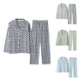 thumbnail image 1 of Ashirexll Mens Pajamas Set, Two Piece Sets, Plaid Print Long Sleeve Pajama Set With Elastic Waist Bandage Pants For Men, 1 of 3