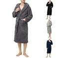 thumbnail image 1 of Ashirexll Mens Robe, Pajamas for Men, Unisex Solid Color Casual Hooded Bathrobe with Long Sleeve and Soft Velvet Sleepwear, 1 of 5