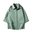thumbnail image 1 of Ashirexll Mens Shirts Casual, Mens Button up Shirts Short Sleeve, Plus Size Summer Casual 3/4 Sleeve Turndown Collar Shirt with Pockets, 1 of 4