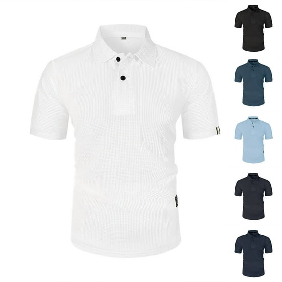 Ashirexll Mens Shirts Casual, Summer Shirts for Men, Casual Button Turndown Collar T-Shirts Summer Comfortable Short Sleeve T-shirt