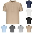 thumbnail image 1 of Ashirexll Mens Shirts Casual, Summer Shirts for Men, Summer Comfortable Solid Color Short Sleeve Stand-up Collar Casual T-Shirts, 1 of 5