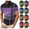 thumbnail image 1 of Ashirexll Mens T-shirts, Big and Tall Shirts for Men, Fashion Color Matching Striped Printed T-Shirts for Summer Casual Vacation, 1 of 6