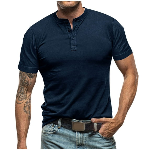Ashirexll Mens T-shirts, Big and Tall Shirts for Men, Short Sleeve V-neck Solid Color Blouse Casual and Sports Tee Shirt Fitting and Running Tops