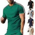 thumbnail image 1 of Ashirexll Mens T-shirts, Big and Tall Shirts for Men, Round Neck Shoulder Striped Printed Short Sleeve Casual and Sports T-shirt, 1 of 5