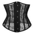 thumbnail image 1 of Ashirexll Mesh Corset Waist Trainer for Women Bustier Back Lace Up Corset Vintage Corset Top Tank Top Black XS, 1 of 7