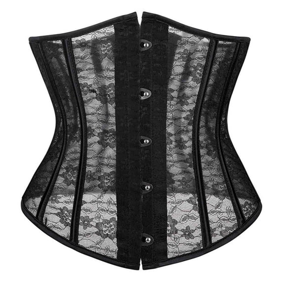 Ashirexll Mesh Corset Waist Trainer for Women Bustier Back Lace Up Corset Vintage Corset Top Tank Top Black XS