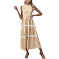 thumbnail image 1 of Ashirexll Midi Dresses for Women, Flowy Dresses for Women, Ruffle Edge Round Neck Sleeveless Long Pulling Stripe Tank Dresses, 1 of 7