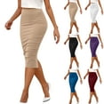 thumbnail image 1 of Ashirexll Midi Skirts for Women Fashion Solid Color Zipper Slim Hip Hugging Skirt, 1 of 6