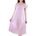 thumbnail image 1 of Ashirexll Nightgowns for Women, Women's Sleepwear, Fashion Summer Soft Lightweight Solid Color Bow Fold Short Sleeve Ice Silk Long Sleepshirts Purple Free Size, 1 of 1