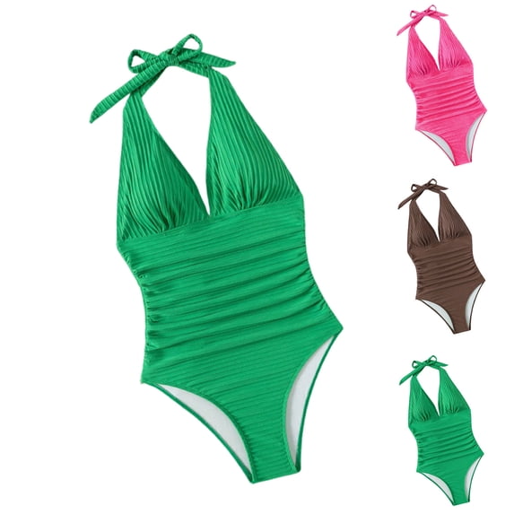 Ashirexll One Piece Bathing Suit for Women Fashion Solid Color Matching Slim Jumpsuit Surf Suit Swimsuit
