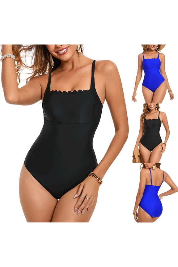 One Piece Bathing Suit for Women Solid Color Large Size Fashion Suspenders Backless Bikinis Swimsuit