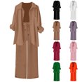 thumbnail image 1 of Ashirexll Outfits for Women, Two Piece Sets for Women, Winter Solid Color Lapel Long Sleeve Shirt and High Waisted Drawstring Oversized Pants Casual Set, 1 of 4