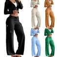 thumbnail image 1 of Ashirexll Outfits for Women, Two Piece Sets for Women, Fashion Casual Cardigan Button with Pocket Top and Pants Two Piece Clothing Set, 1 of 7