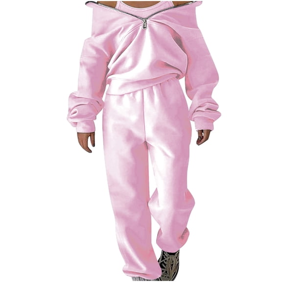 Ashirexll Outfits for Women, Two Piece Sets for Women, Two Piece Sweatshirt and Pants with Brushed Fleece for Sports Comfortableand Street Fashion