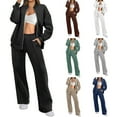 thumbnail image 1 of Ashirexll Outfits for Women, Womens Winter Sets, 2 Piece Outfits Oversized Zip Up Sweatshirt Jacket and Sweatpant Matching Set Fall Sweatsuit, 1 of 7