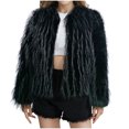 thumbnail image 1 of Ashirexll Oversized Faux Fur Jackets for Women Winter Fuzzy Thermal Warm Cropped Coats Fleece Sherpa Soft Jacket Black A XXL, 1 of 3