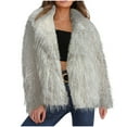 thumbnail image 1 of Ashirexll Oversized Faux Fur Jackets for Women Winter Fuzzy Thermal Warm Cropped Coats Fleece Sherpa Soft Jacket White S, 1 of 3
