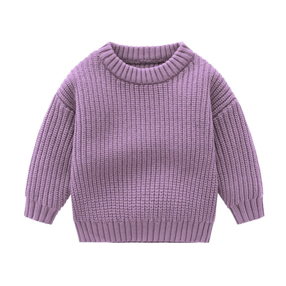 Ashirexll Oversized Sweaters for Boys and Girls Solid Color Thickened Winter Pullover 6M-5Yrs Loose Fitting Comfortable