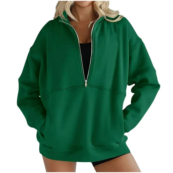 Ashirexll Oversized Sweatshirt for Women, Fall Sweatshirts for Women, Ladies' Half Zipper Pullover Long Sleeve Pocket Sweatshirts Casual Sports Tops