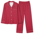 thumbnail image 1 of Ashirexll Pajamas for Women Set Plus Size Classic Long Sleeve Button Sleepwear Nightwear Soft Pjs Lounge Sets Hot Pink XXL, 1 of 4