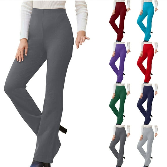 Ashirexll Pants for Women, Womens Casual Pants, Women's Spring and Summer Comfortable Full-Length Pants Solid Color Casual Work Pants for Offfice Ladies