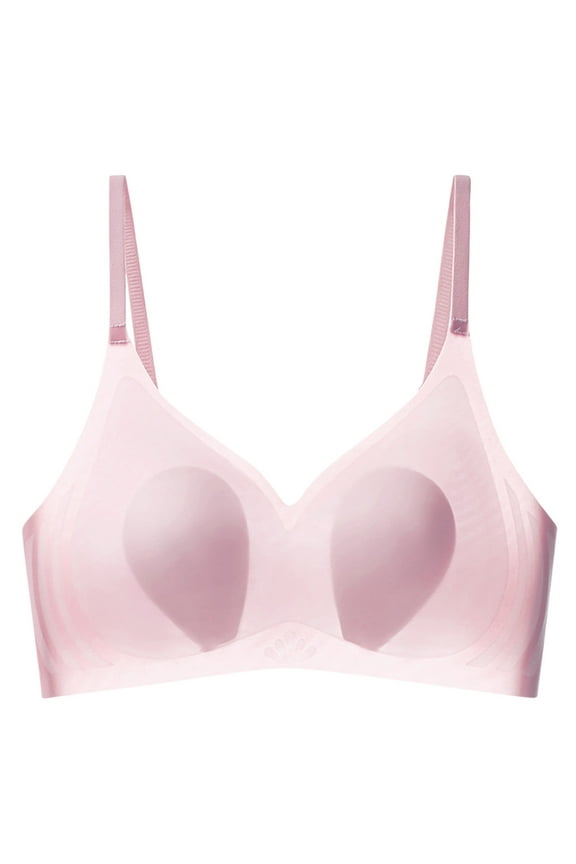 Pepper Bras for Women Small Breast, Wireless Push Up Solid Color Ultra-Thin Traceless Small Chest Gathered and Auxiliary Lightweight Bra Pink M