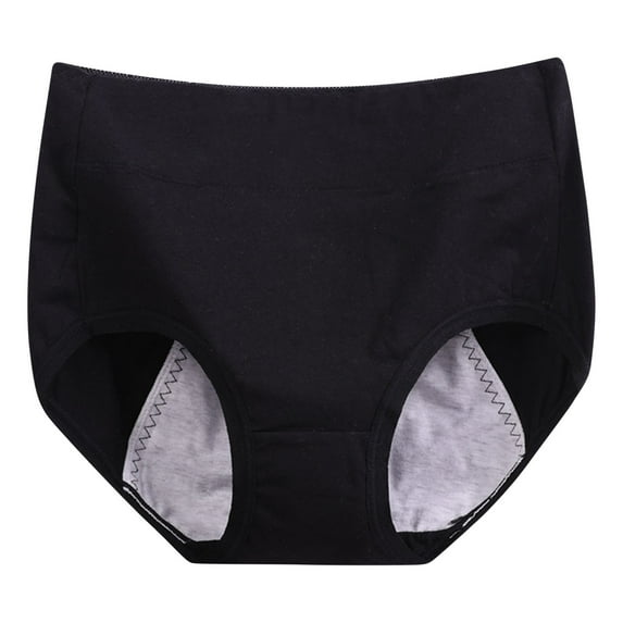 Ashirexll Panties for Women Period Underwear Plus Size High Waisted Solid Color Menstrual Leakproof Cotton Panties Black 5XL