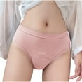 thumbnail image 1 of Ashirexll Period Panties Women, Leakproof Underwear for Women, Solid Color Stripe Midi High Waist Cotton Panties Watermelon Red XXL, 1 of 4