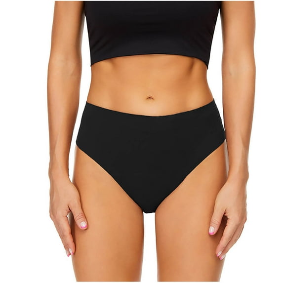 Ashirexll Period Underwear for Women Plus Size Leakproof Solid Color High Waist Periods Bikini Bottoms Menstrual Period Underwear for Women Heavy Flow Black XL