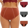 thumbnail image 1 of Ashirexll Period Underwear for Women Mid Waisted Plus Size Period Underwear Menstrual Leakproof Cotton Panties 3 Pack Orange F 5XL, 1 of 8