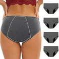 thumbnail image 1 of Ashirexll Period Underwear for Women Mid Waisted Plus Size Period Underwear Menstrual Leakproof Cotton Panties 4 Pack Gray XXL, 1 of 7