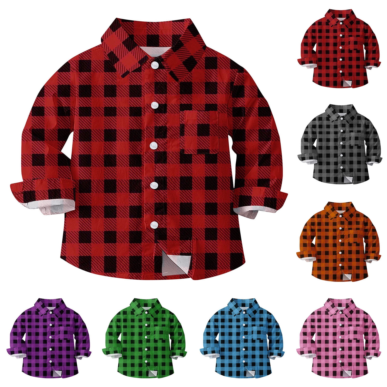 Ashirexll Plaid Button Up Shirts for Kids 6M 8 Years Chest Pocket Ashirexll Plaid Button Up Shirts for Kids 6M 8 Years Chest Pocket