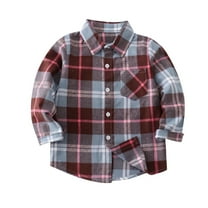 Ashirexll Plaid Button Up Shirts for Kids Long Sleeve Turndown Collar Fall Outerwear Casual Layering Piece Comfortable Wear