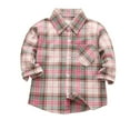 thumbnail image 1 of Ashirexll Plaid Button Up Shirts for Kids Long Sleeve Turndown Collar Fall Outerwear Casual Layering Piece Comfortable Wear, 1 of 3