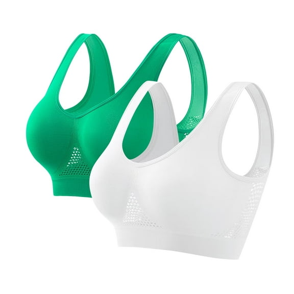 Ashirexll Plus Size Bras Sports Bras for Women 2PC Seamless Wireless Yoga Bra with Removable Pads Fashion Casual Solid Color