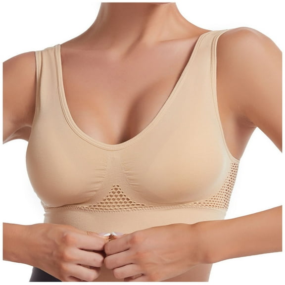 Ashirexll Plus Size Sports Bras for Women, High Support Sports Bras for Women, Hollowed Out Breathable Sport Bras Khaki 5XL