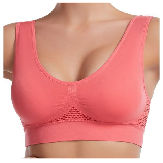 Ashirexll Plus Size Sports Bras for Women, High Support Sports Bras for Women, Hollowed Out Breathable Sport Bras Watermelon Red M