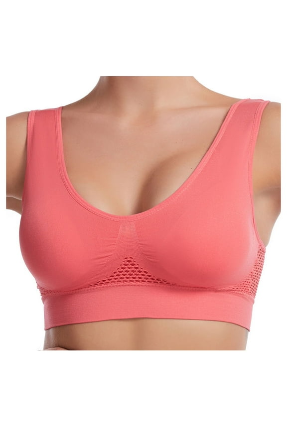 Plus Size Sports Bras for Women, High Support Sports Bras for Women, Hollowed Out Breathable Sport Bras Watermelon Red XXL