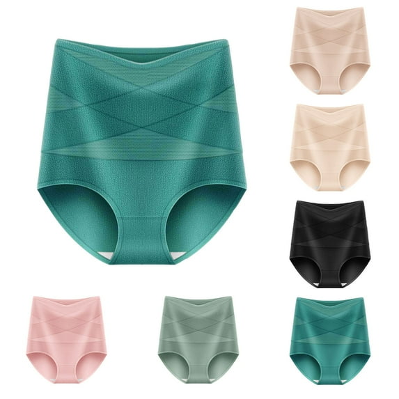Ashirexll Plus Size Underwear for Women, Ladies Underwear Panties, Cross Strap High Waist Ice Silk Tummy Control Thin Breathable Shaper Panties