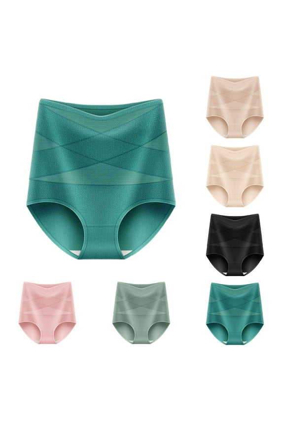 Plus Size Underwear for Women, Ladies Underwear Panties, Cross Strap High Waist Ice Silk Tummy Control Thin Breathable Shaper Panties