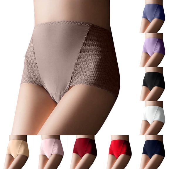 Ashirexll Plus Size Underwear for Women, Ladies Underwear Panties, Solid Color Lace Seamless High Waist High Elastic Hip Lift Panties