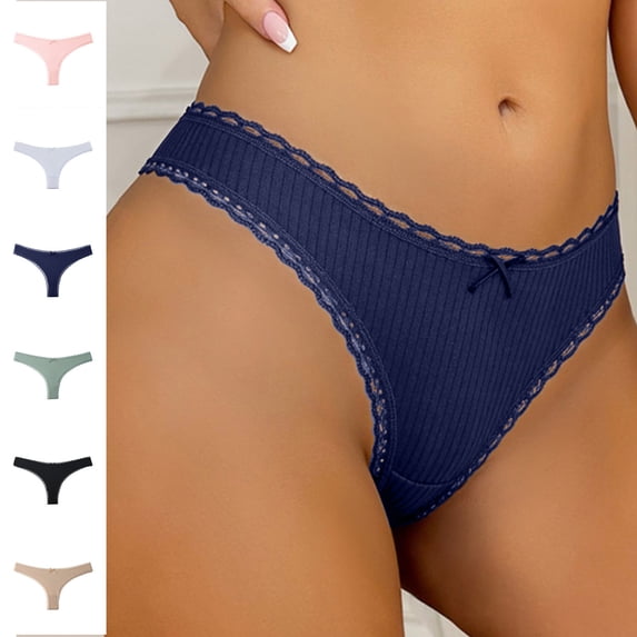 Ashirexll Plus Size Underwear for Women Low Waist Lace Panel Breathable Triangle Panties