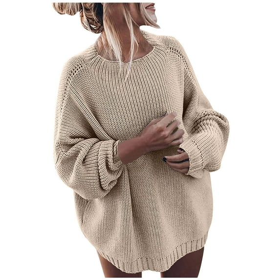Ashirexll Pullover Sweaters for Women Winter Sweaters Fashion Casual Long Sleeve Solid Color Knitted Sweater Tops Warm Soft Comfortable Fall Winter Clothing